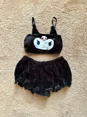 Kids Black Plush Character Costume Set - Two-Piece Top and Bloomers